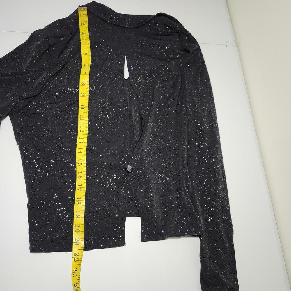 Perceptions New York Women's Black Blouse Sparkle Button Front Size 10 - Picture 6 of 8